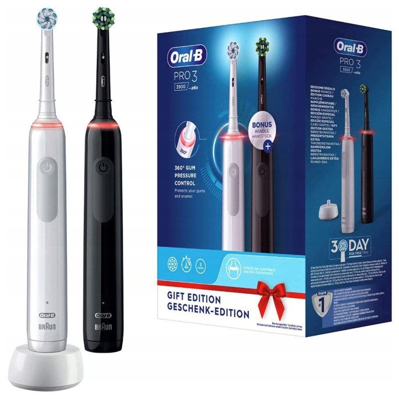 Szczoteczka Oral-B Pro 3 3900 Czarna+Biała Dwupak