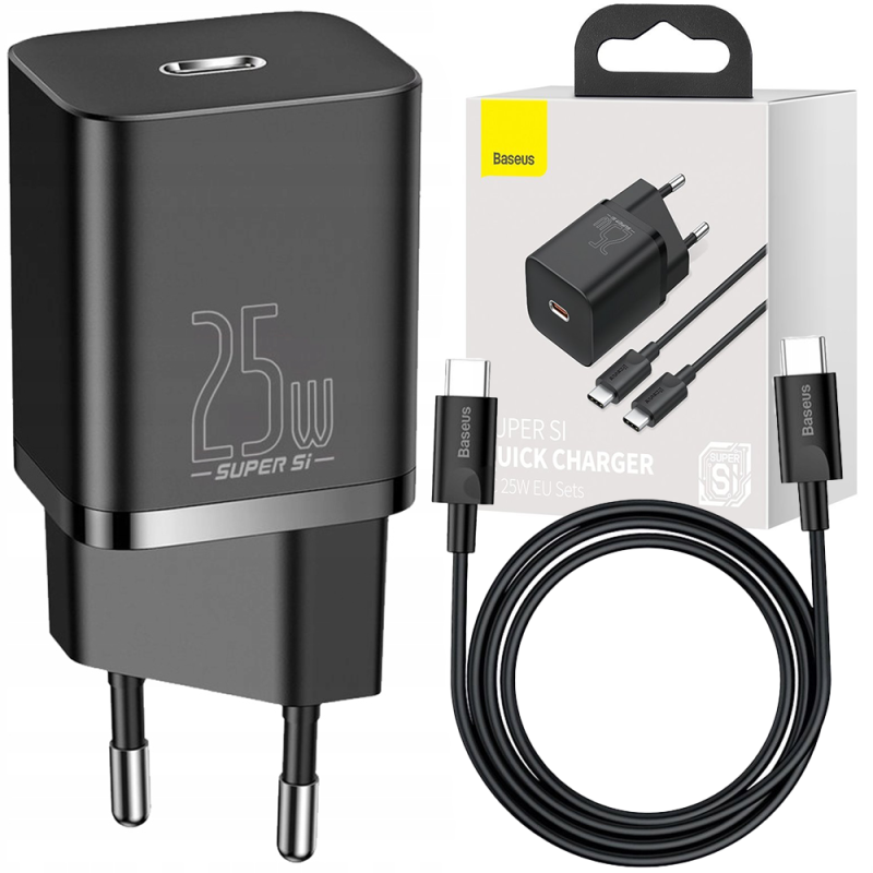 Ładowarka sieciowa Baseus Super Si Quick Charger 1C 25W z przewodem USB-C do USB-C 1m