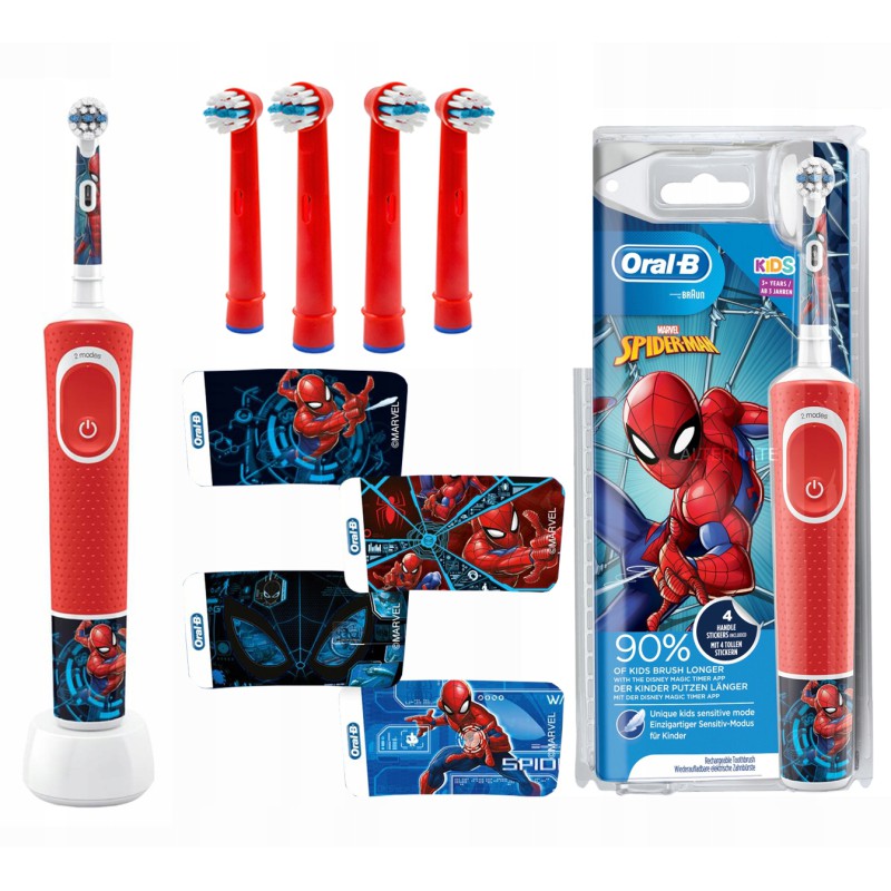 Szczoteczka Braun Oral-b Vitality 100 SpiderMan + 4 końcówki kids Red