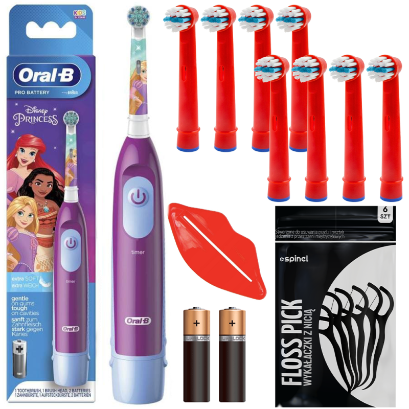 Szczoteczka Oral-B Advance Księżniczki + końcówki kids Red x8