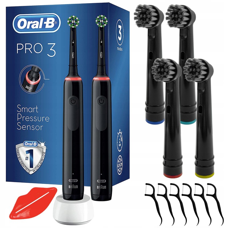 Szczoteczka Oral-B Pro 3 3900 Black Edition Dwupak + 4 precison w/a