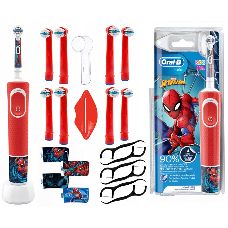 SZCZOTECZKA ELEKTRYCZNA ORAL-B VITALITY SPIDERMAN + 8 końcówek zam, osłonka, wyciskacz, wykałaczki