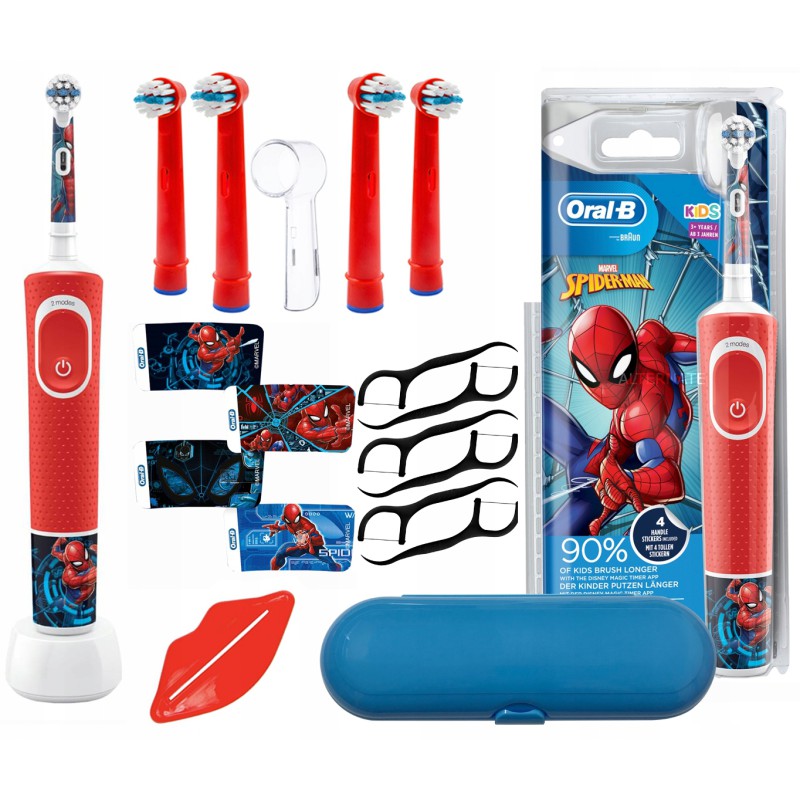 SZCZOTECZKA ELEKTRYCZNA ORAL-B VITALITY SPIDERMAN + 4 Końcówki zam, osłonka, wyciskacz, wykałaczki, etui