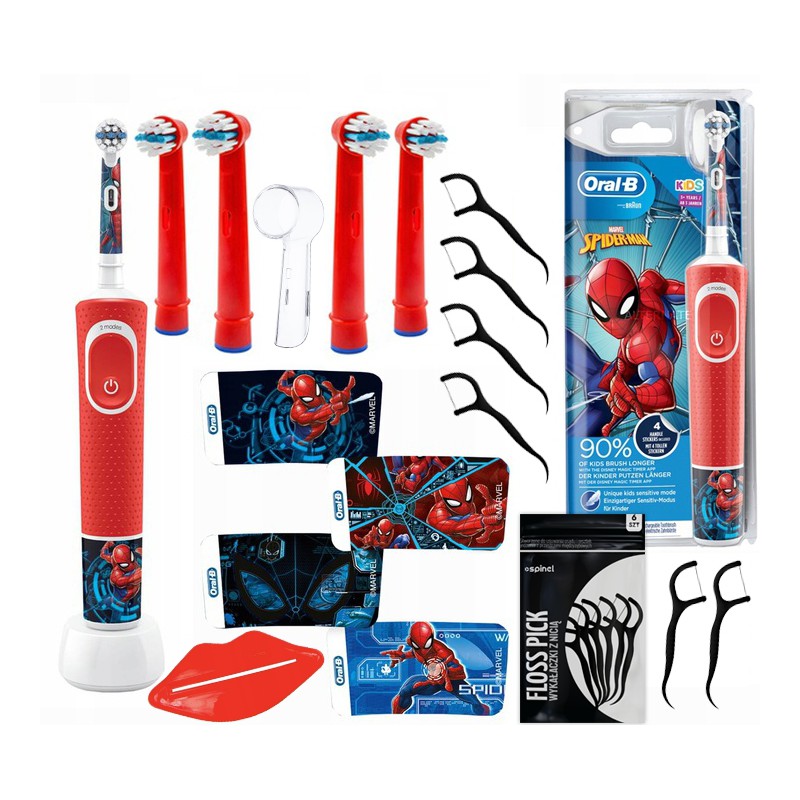 Szczoteczka Braun Oral-b Vitality 100 SpiderMan + 4 końcówki kids Red + osłonka