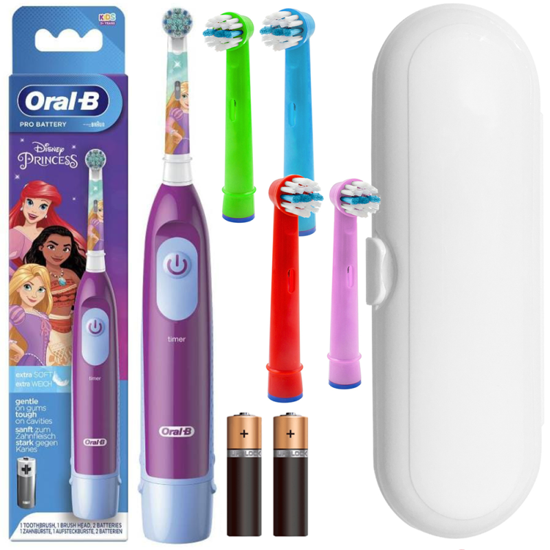 Szczoteczka elektryczna Braun Oral-b Advance Księżniczki + 4 końcówki color + białe etui