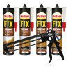 Klej montażowy Pattex Fix Drewno 400g x4 + pistolet do kartuszy