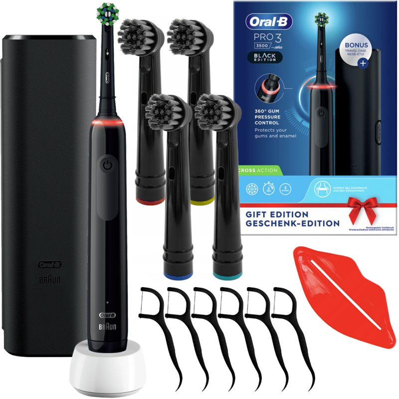 Szczoteczka Oral-B Pro 3 3500 Black Edition + 4 końcówki Precision DailyClean w/a