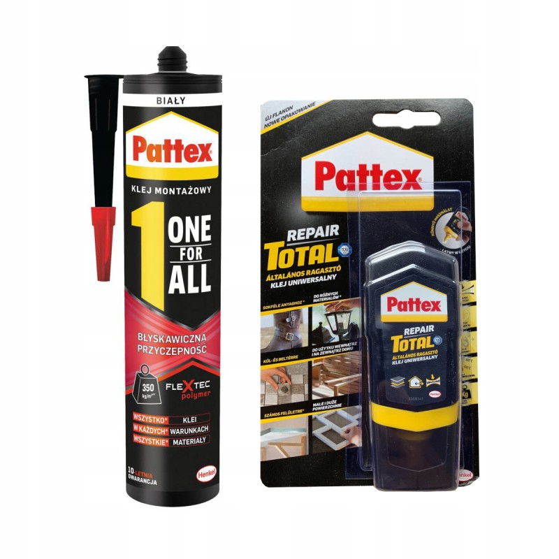 Klej Pattex One4All Błyskawiczna przyczepność 440g + Pattex Total Glue 50g