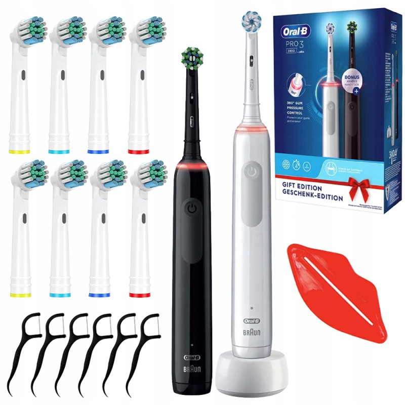 Szczoteczka Oral-B Pro 3 3900 Czarna+Biała Dwupak + 8 precision zam.