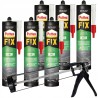 6x Klej montażowy Pattex Fix Decor 380g + wyciskacz