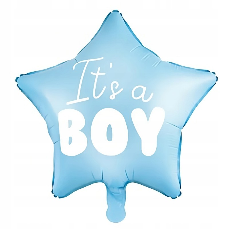 Balon foliowy "It's a boy" gwiazda niebieski 48cm