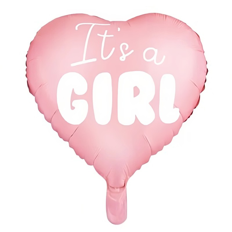 Balon foliowy "It's a girl" różowe serce 48cm