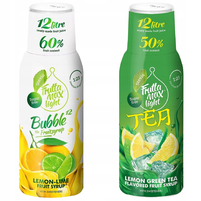 Syrop FruttaMax CYTRYNA LIMONKA LIGHT 500 ml+ICE TEA CYTRYNOWA GREEN Light 500 ml