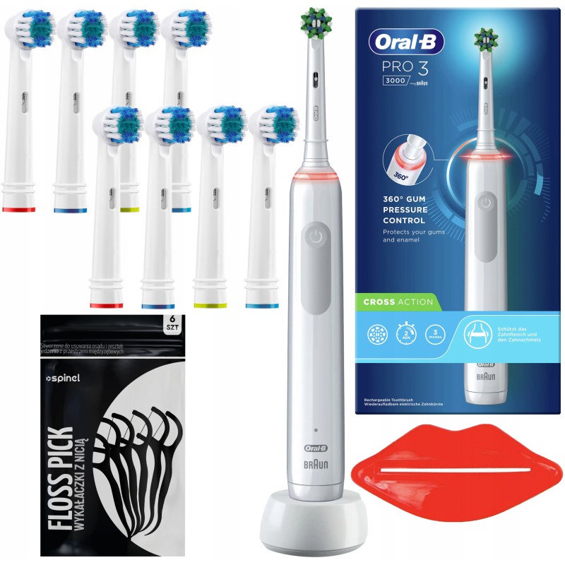 Oral-B Szczoteczka Oral-B Pro 3 3000 Cross Action Biała + 8 zam. Precision