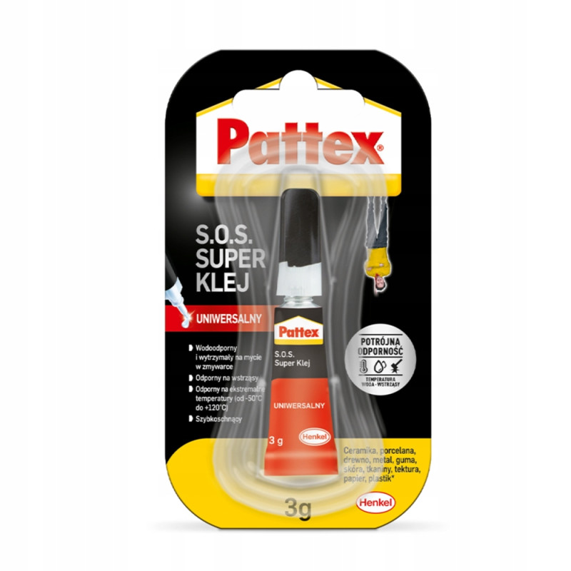 Klej Pattex S.O.S. Super Klej Uniwersalny 3g Klej Pattex S.O.S. Super Klej Uniwersalny 3g