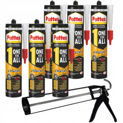 6x Klej montażowy Pattex One4All Express 390g + wyciskacz szkieletowy do kleju 6x Klej montażowy Pattex One4All Express 390g + wyciskacz szkieletowy do kleju