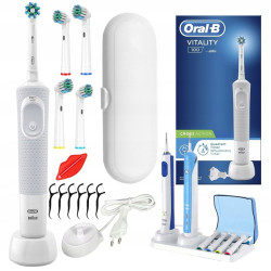 Szczoteczka Oral-b Vitality 100 Biała + 4 prec + etui białe + podstawka z klapką Szczoteczka Oral-b Vitality 100 Biała + 4 prec + etui białe + podstawka z klapką