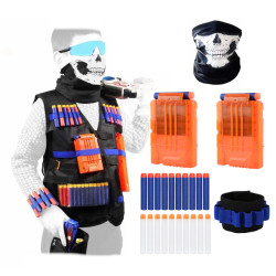 Akcesoria do Nerf kamizelka, bandana, 2x magaz 6strz, opaska, 10 strz biał, 10 strz nieb