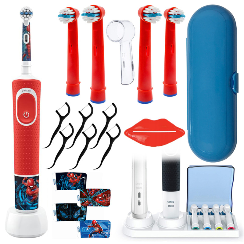 Szczoteczka Oral-b Vitality 100 SPIDERMAN + 4 Końcówki zam. red, etui "O" niebieskie, osłonka, podstawka Szczoteczka Oral-b Vitality 100 SPIDERMAN + 4 Końcówki zam. red, etui "O" niebieskie, osłonka, podstawka