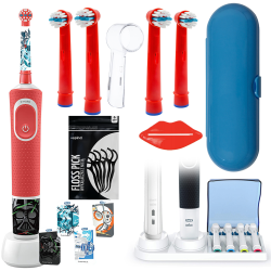 Oral-B Vitality 100 Star Wars + 4 zam. red kids+ etui niebieskie + osłonka + podstawka z klapką