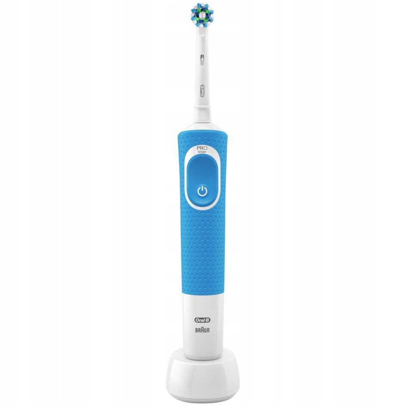 Oral-B Vitality 100 Niebieska + 4 zam. prec. + etui niebieskie + osłonka + podstawka z klapką