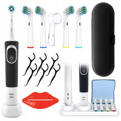 Oral-B Vitality 100 Czarna + 4 zam. prec. + etui czarne + osłonka + podstawka z klapką Oral-B Vitality 100 Czarna + 4 zam. prec. + etui czarne + osłonka + podstawka z klapką