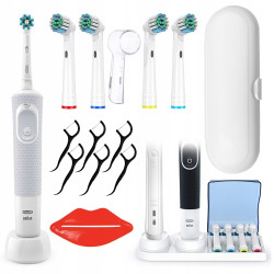 Oral-B Vitality 100 Biała + 4 zam. prec. + etui białe + osłonka + podstawka z klapką Oral-B Vitality 100 Biała + 4 zam. prec. + etui białe + osłonka + podstawka z klapką