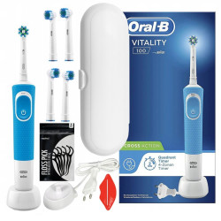 Szczoteczka Oral-b Vitality 100 Niebieska + etui białe + 4 prec Szczoteczka Oral-b Vitality 100 Niebieska + etui białe + 4 prec