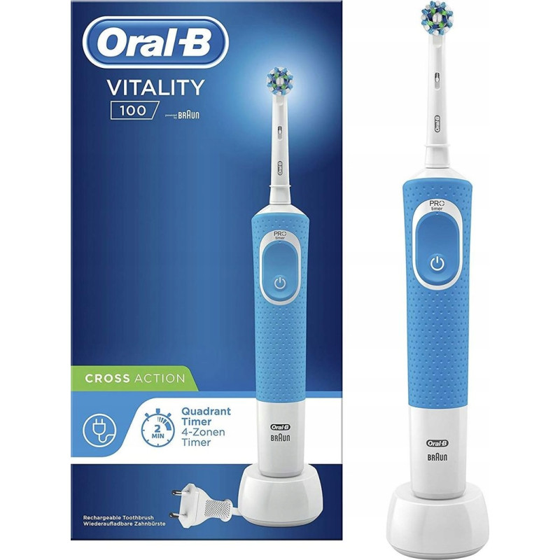 Szczoteczka Oral-b Vitality 100 Niebieska + etui białe + 4 prec Szczoteczka Oral-b Vitality 100 Niebieska + etui białe + 4 prec