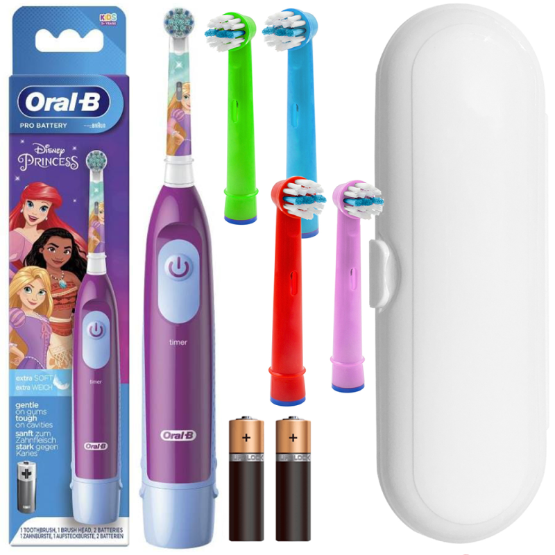 Szczoteczka elektryczna Braun Oral-b Advance Księżniczki + 4 końcówki color + białe etui Szczoteczka elektryczna Braun Oral-b Advance Księżniczki + 4 końcówki color + białe etui