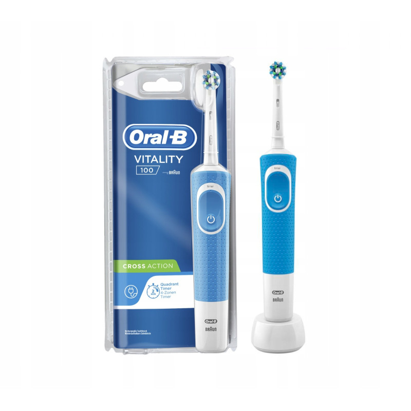 Zestaw Oral-B Vitality 100 Niebieska + zam. "Piątka" + zam. etui "O" niebieskie
