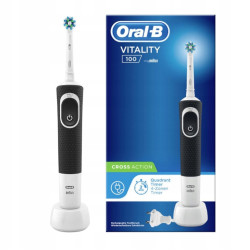 Szczoteczka Oral-B Vitality 100 Czarna + 4 zam. mix + 4 zam. czarne prec. w/a + osłonka Szczoteczka Oral-B Vitality 100 Czarna + 4 zam. mix + 4 zam. czarne prec. w/a + osłonka