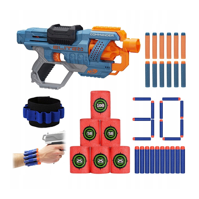 Wyrzutnia Nerf Elite 2.0 - Commander RD-6 E9485 + 30 strzałek + opaska + beczki Wyrzutnia Nerf Elite 2.0 - Commander RD-6 E9485 + 30 strzałek + opaska + beczki