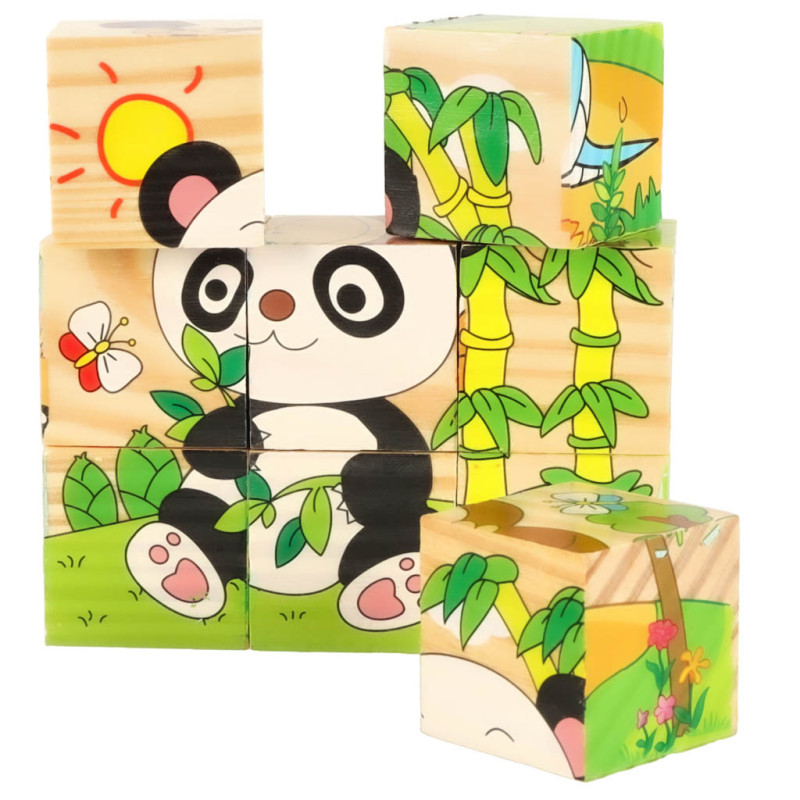 Klocki drewniane edukacyjne Safari 9el.