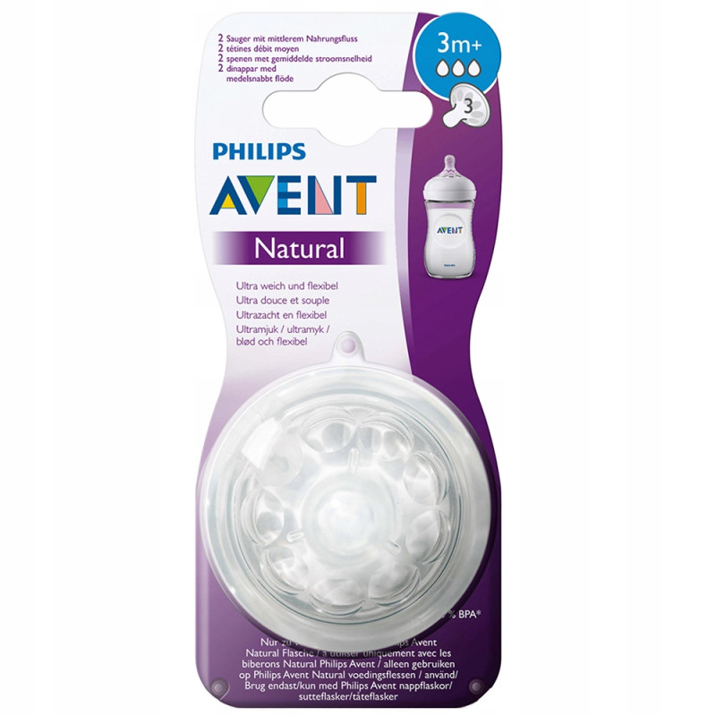 Smoczki do butelki Philips Avent SCF043/27 3m+ Smoczki do butelki Philips Avent SCF043/27 3m+
