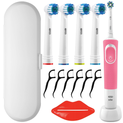 Zestaw Oral-B Vitality 100 Różowa + zam. Precision x4 + zam. etui "O" białe