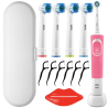 Zestaw Oral-B Vitality 100 Różowa + zam. Precision x4 + zam. etui "O" białe