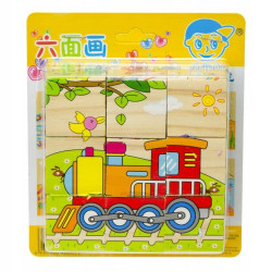 Układanka pojazdy 9 el. klocki drewniane