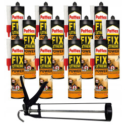 Klej montażowy Pattex Fix Extreme Power 385g x 12 + pistolet do kartuszy Klej montażowy Pattex Fix Extreme Power 385g x 12 + pistolet do kartuszy