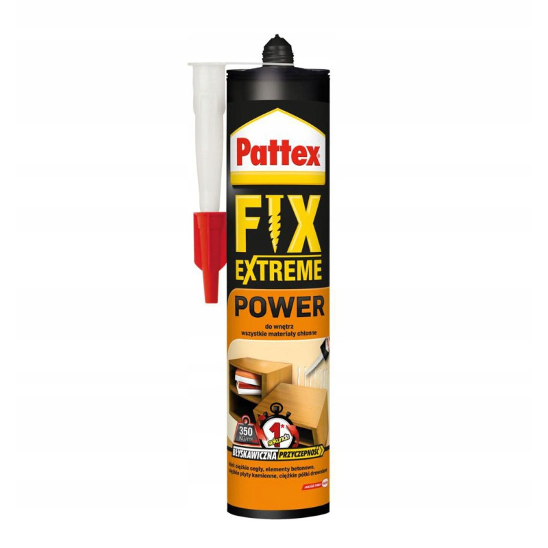 Klej montażowy Pattex Fix Extreme Power 385g x 12 + pistolet do kartuszy Klej montażowy Pattex Fix Extreme Power 385g x 12 + pistolet do kartuszy