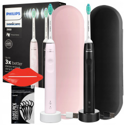 Szczoteczka Philips HX3675/15 dwupak + etui pudrowy róż, czarne Szczoteczka Philips HX3675/15 dwupak + etui pudrowy róż, czarne