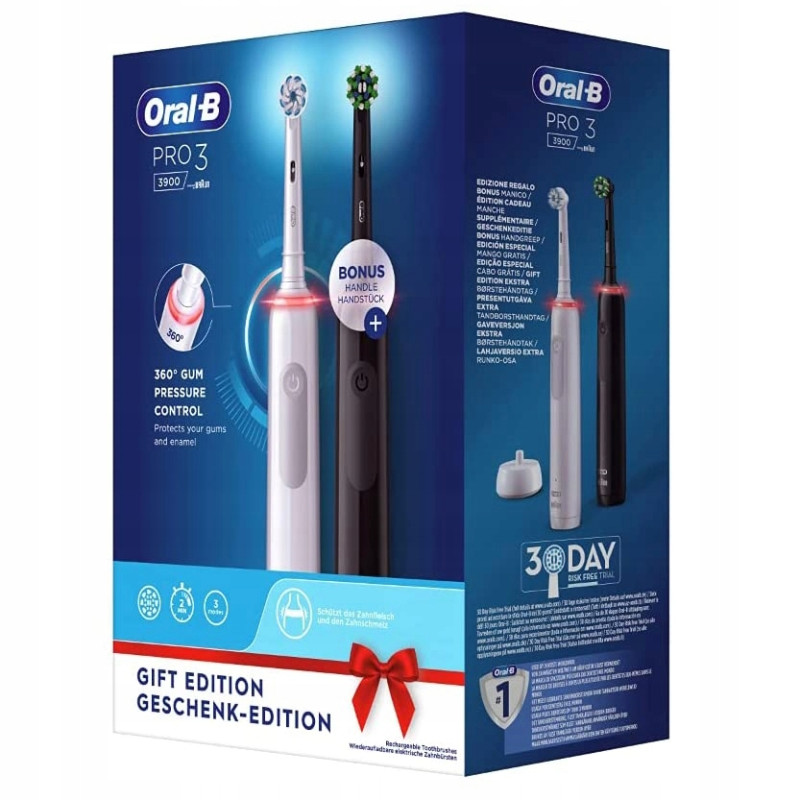 Szczoteczka Oral-B Pro 3 3900 Czarna+Biała Dwupak Szczoteczka Oral-B Pro 3 3900 Czarna+Biała Dwupak