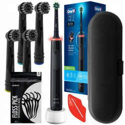Szczoteczka Oral-B Pro 3 3000 Cross Action Czarna + 4 końcówki Precision w/a + etui Szczoteczka Oral-B Pro 3 3000 Cross Action Czarna + 4 końcówki Precision w/a + etui