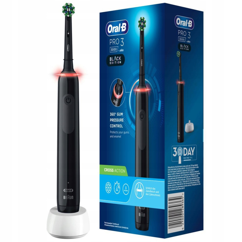 Szczoteczka Oral-B Pro 3 3000 Cross Action Czarna + 4 końcówki Precision w/a