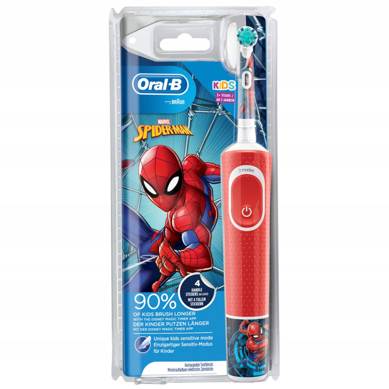 Szczoteczka Oral-b Vitality 100 SPIDERMAN + 4 Końcówki zam. COLOR, etui "O" niebieskie, osłonka, podstawka Szczoteczka Oral-b Vitality 100 SPIDERMAN + 4 Końcówki zam. COLOR, etui "O" niebieskie, osłonka, podstawka