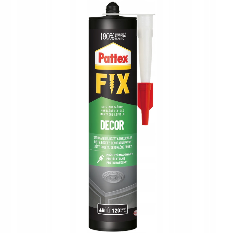 6x Klej montażowy Pattex Fix Decor 380g + wyciskacz 6x Klej montażowy Pattex Fix Decor 380g + wyciskacz
