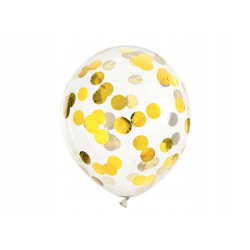 Przezroczyste balony ze złotym konfetti 30cm 6 szt. Przezroczyste balony ze złotym konfetti 30cm 6 szt.