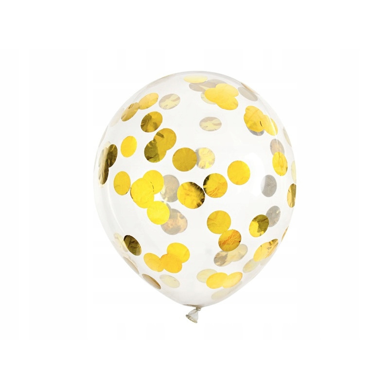 Przezroczyste balony ze złotym konfetti 30cm 6 szt. Przezroczyste balony ze złotym konfetti 30cm 6 szt.