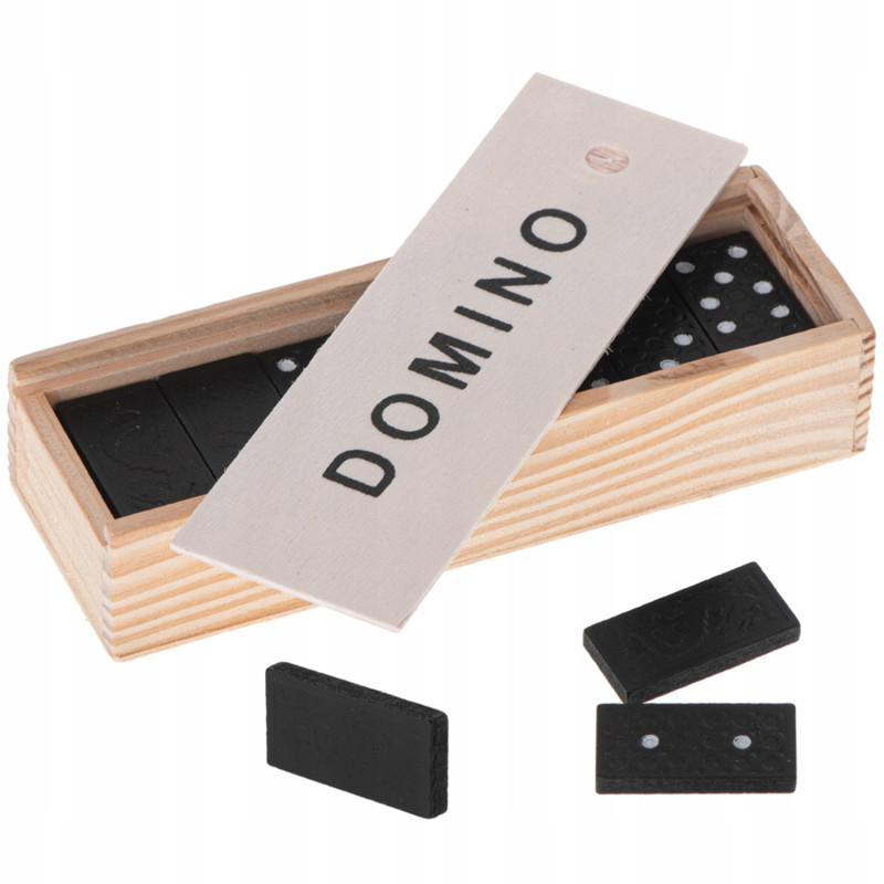 Domino drewniane klocki gra rodzinna + pudełko
