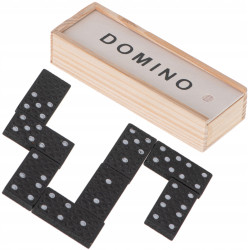 Domino drewniane klocki gra rodzinna + pudełko